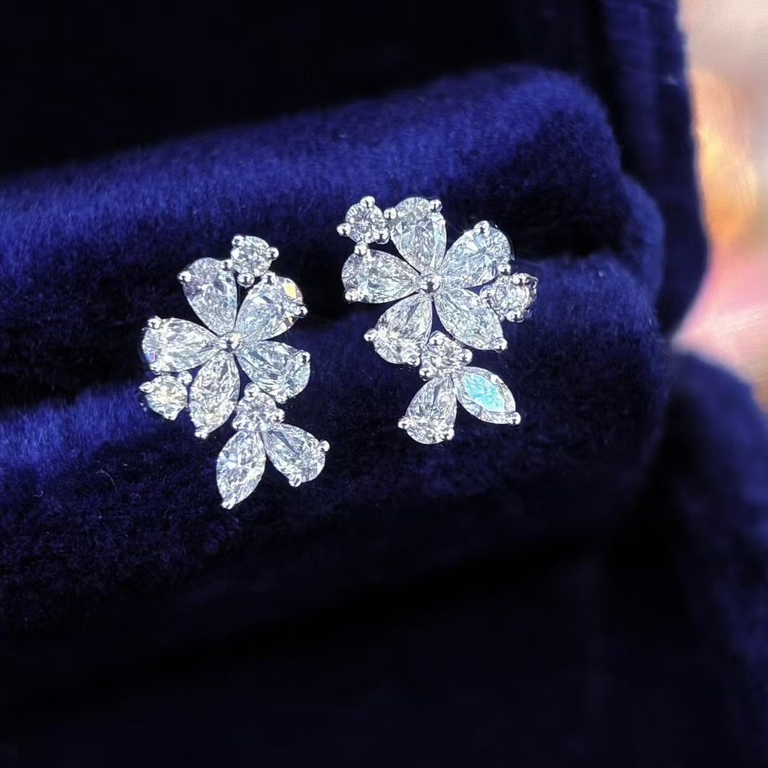 14k Gold 1 Ct Natural H Diamond Earrings - 3