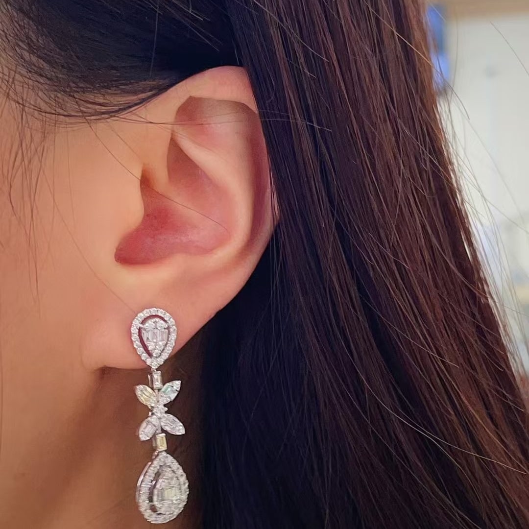 14k Gold 1.8 Ct Natural H Diamond Earrings - 3