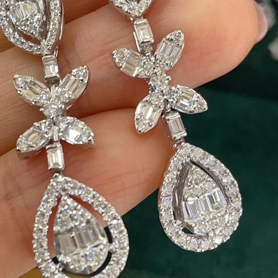 14k Gold 1.8 Ct Natural H Diamond Earrings - 4