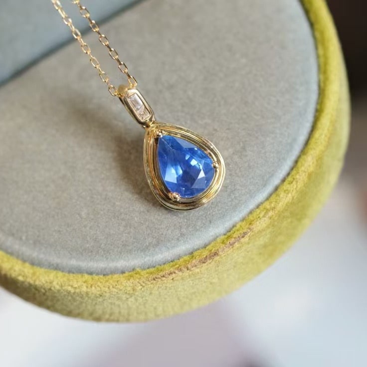14k Gold 1.4 Ct Natural Sapphire Pendant( Without Chain ) - 4