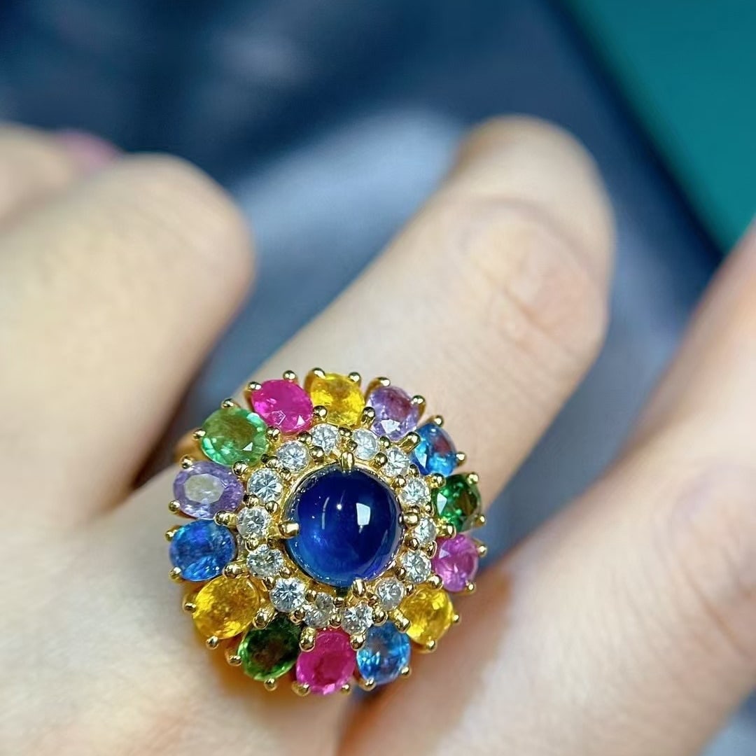 14k Gold 7.6 Ctw Natural Sapphire & Sapphire Ring - 3