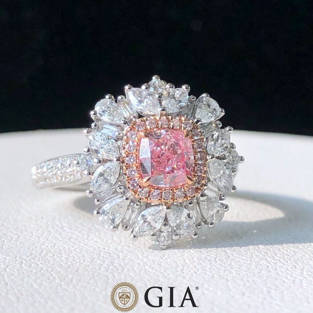 Gia Certified 14k Gold 1.73 Ctw Natural Pink Diamond & Diamond Ring/pendant( Without Chain ) - 2