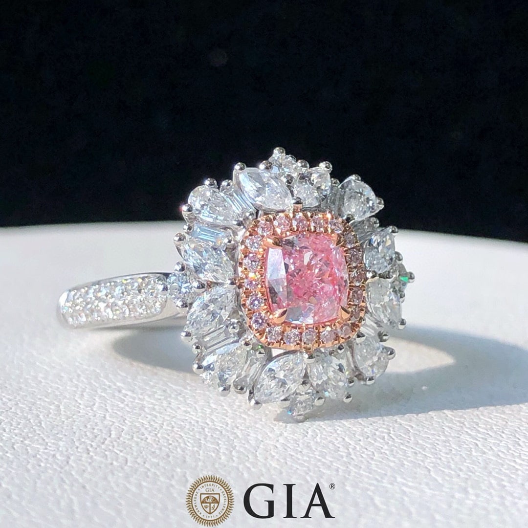 Gia Certified 14k Gold 1.73 Ctw Natural Pink Diamond & Diamond Ring/pendant( Without Chain ) - 3