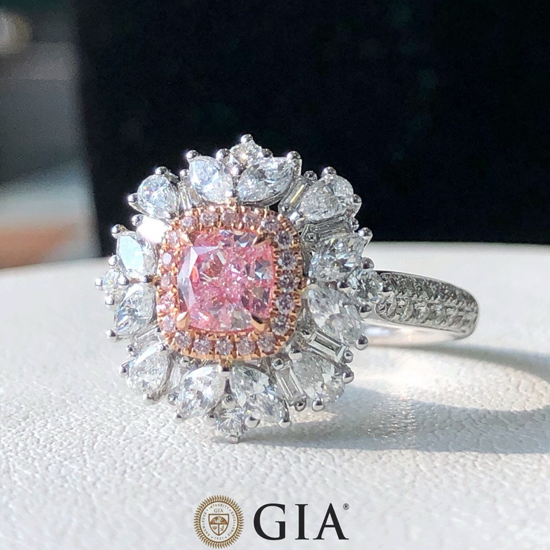 Gia Certified 14k Gold 1.73 Ctw Natural Pink Diamond & Diamond Ring/pendant( Without Chain ) - 4
