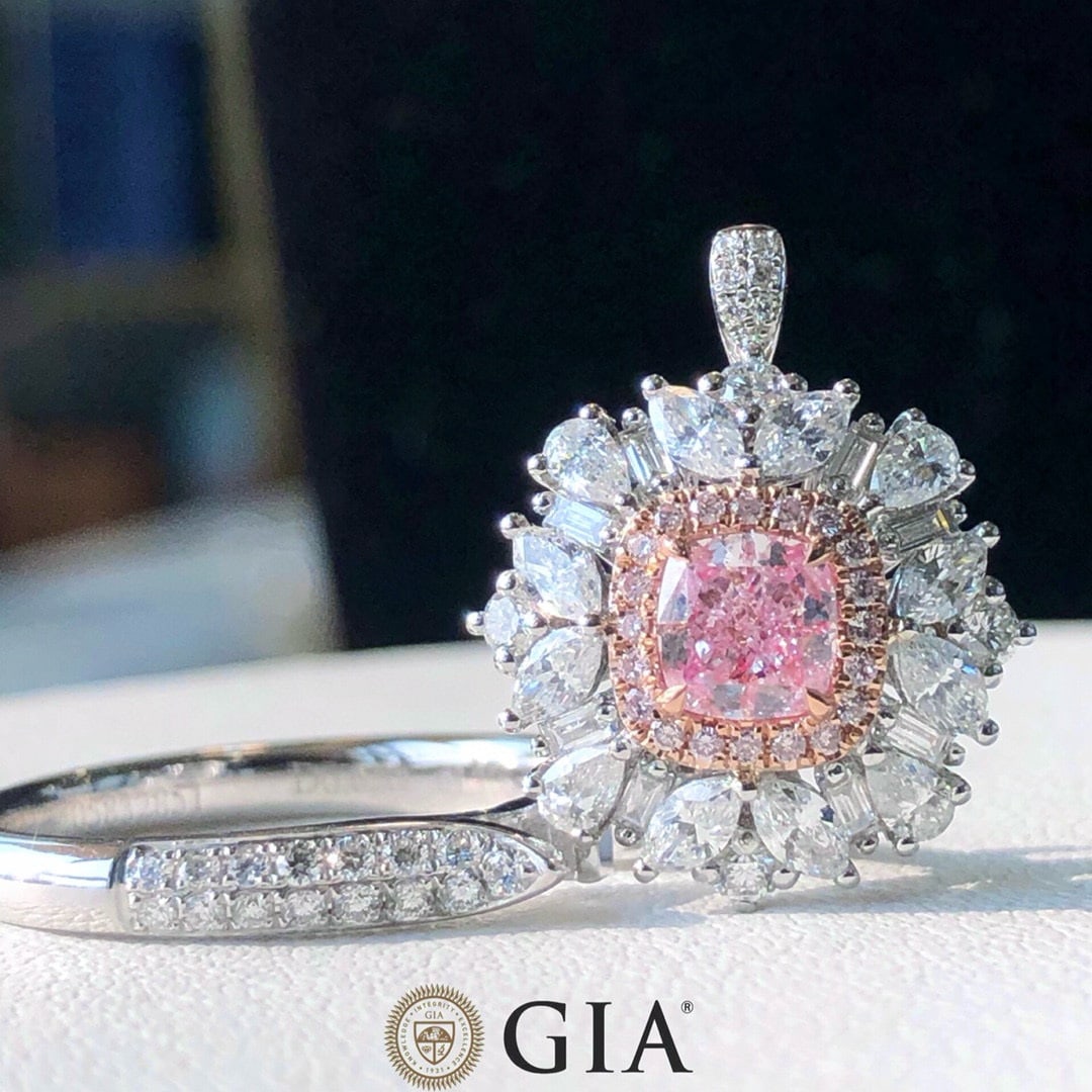 Gia Certified 14k Gold 1.73 Ctw Natural Pink Diamond & Diamond Ring/pendant( Without Chain ) - 6