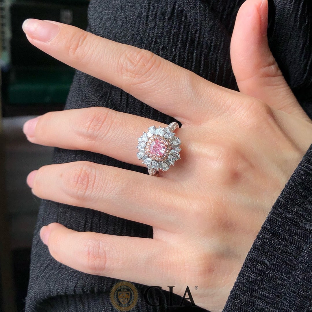 Gia Certified 14k Gold 1.73 Ctw Natural Pink Diamond & Diamond Ring/pendant( Without Chain ) - 7