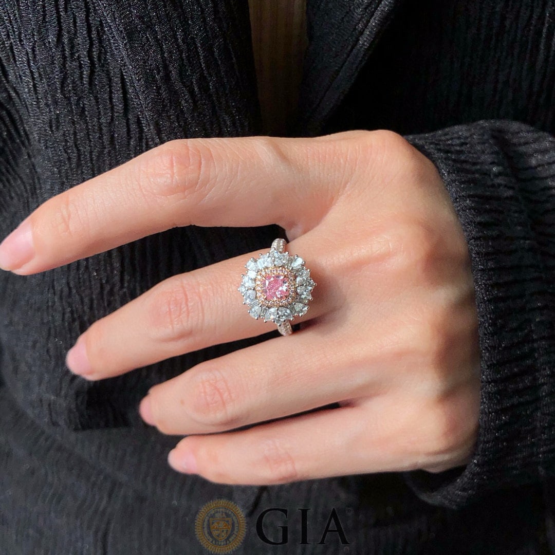 Gia Certified 14k Gold 1.73 Ctw Natural Pink Diamond & Diamond Ring/pendant( Without Chain ) - 8