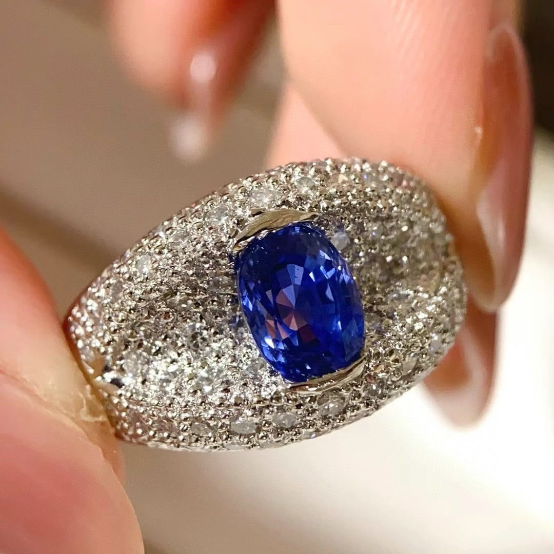 14k Gold 3.53 Ctw Natural Sapphire & Diamond Ring - 4