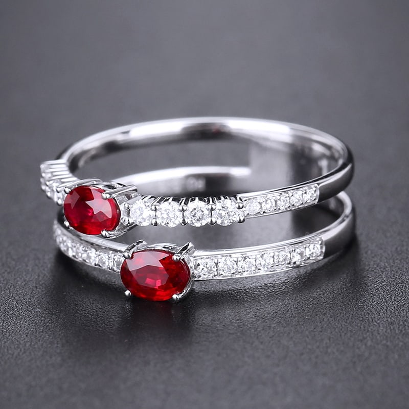 14k Gold 0.78 Ctw Natural Ruby & Diamond Ring - 2