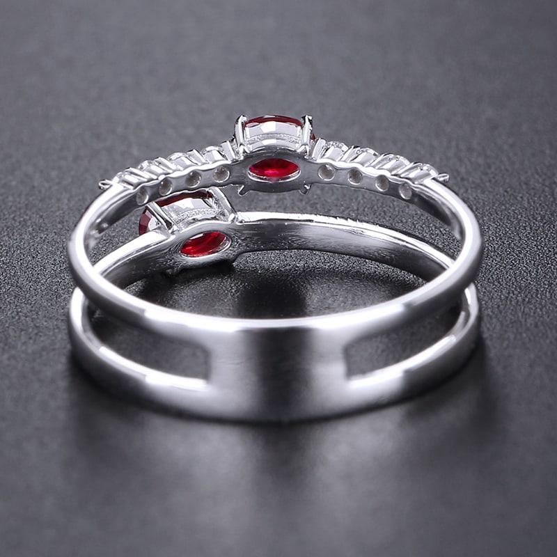 14k Gold 0.78 Ctw Natural Ruby & Diamond Ring - 4