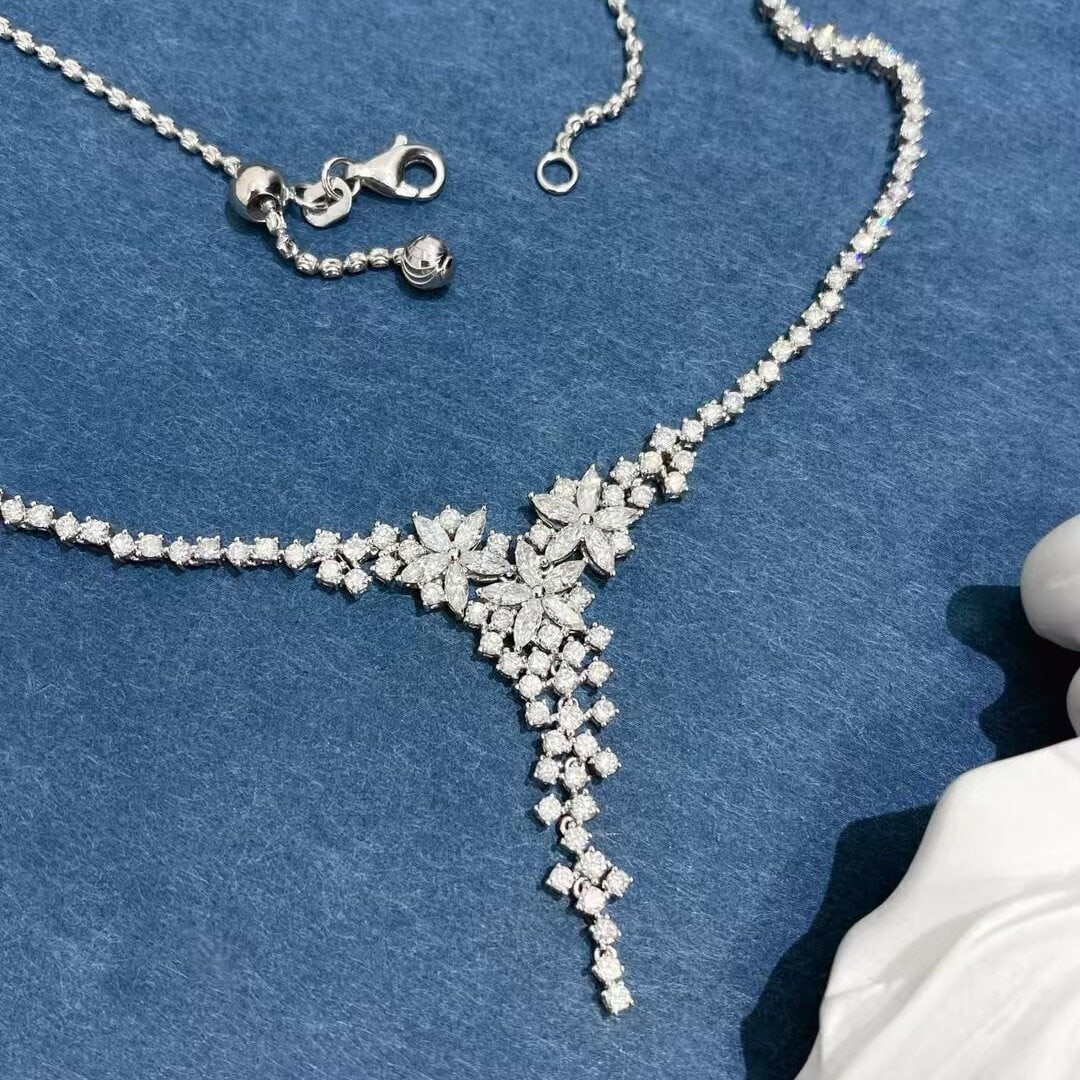 14k Gold 2.73 Ct Natural H Diamond Necklace - 2