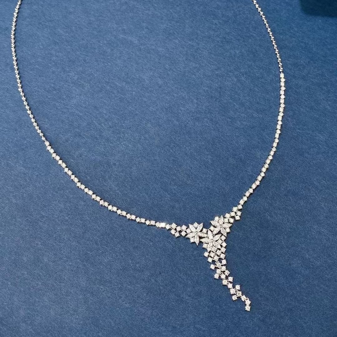 14k Gold 2.73 Ct Natural H Diamond Necklace - 5