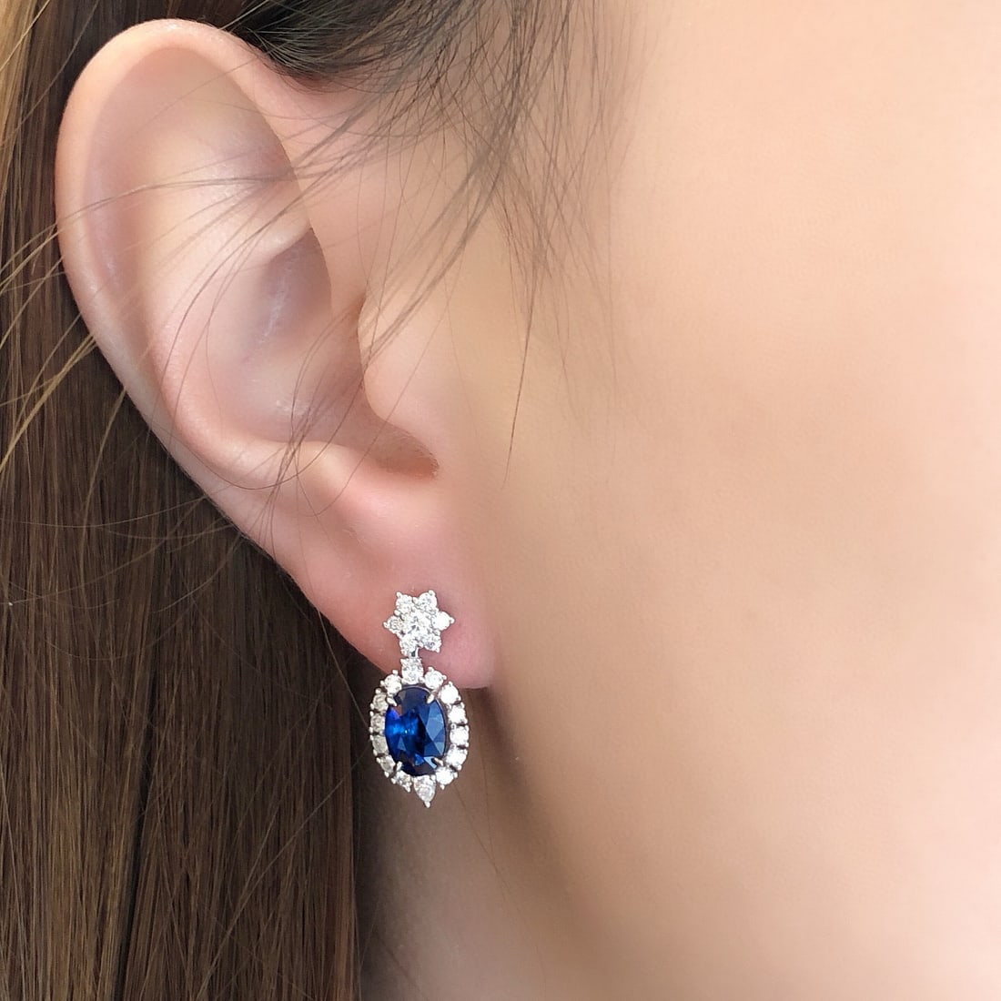 14k Gold 3.63 Ctw Natural Sapphire & Diamond Earrings - 7