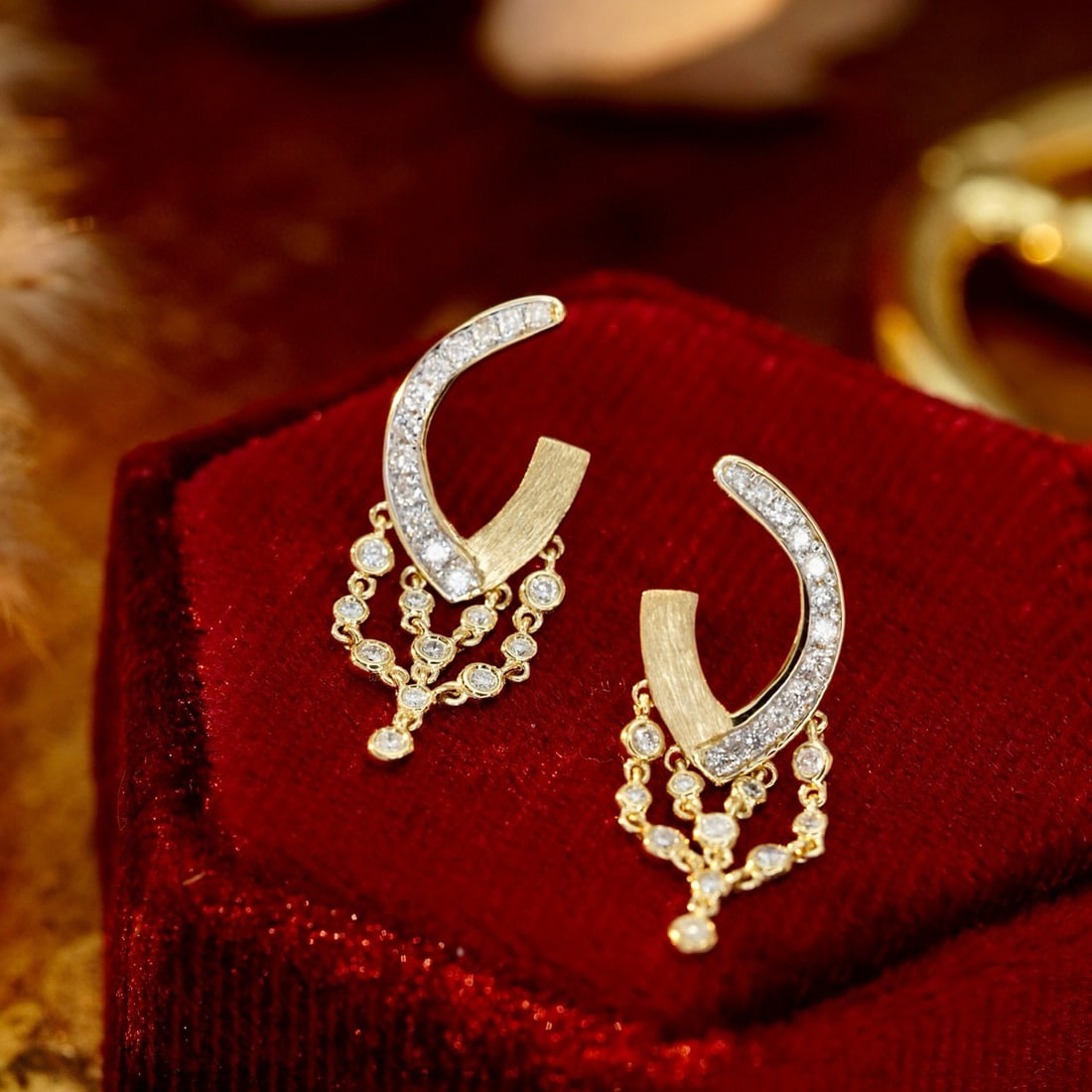 14k Gold 0.36 Ct Natural H Diamond Earrings - 2