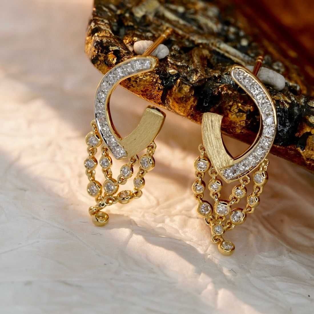 14k Gold 0.36 Ct Natural H Diamond Earrings - 4