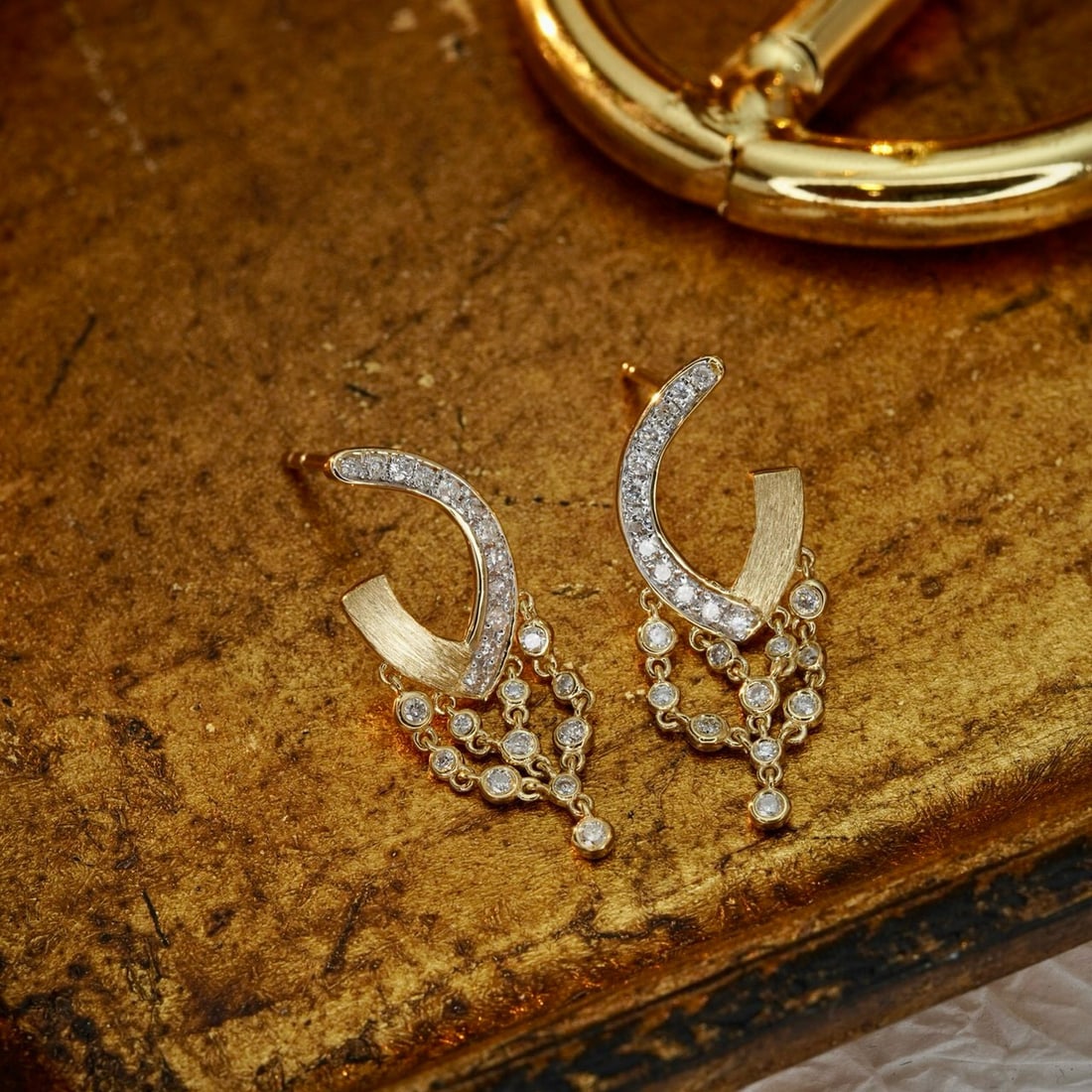 14k Gold 0.36 Ct Natural H Diamond Earrings - 6