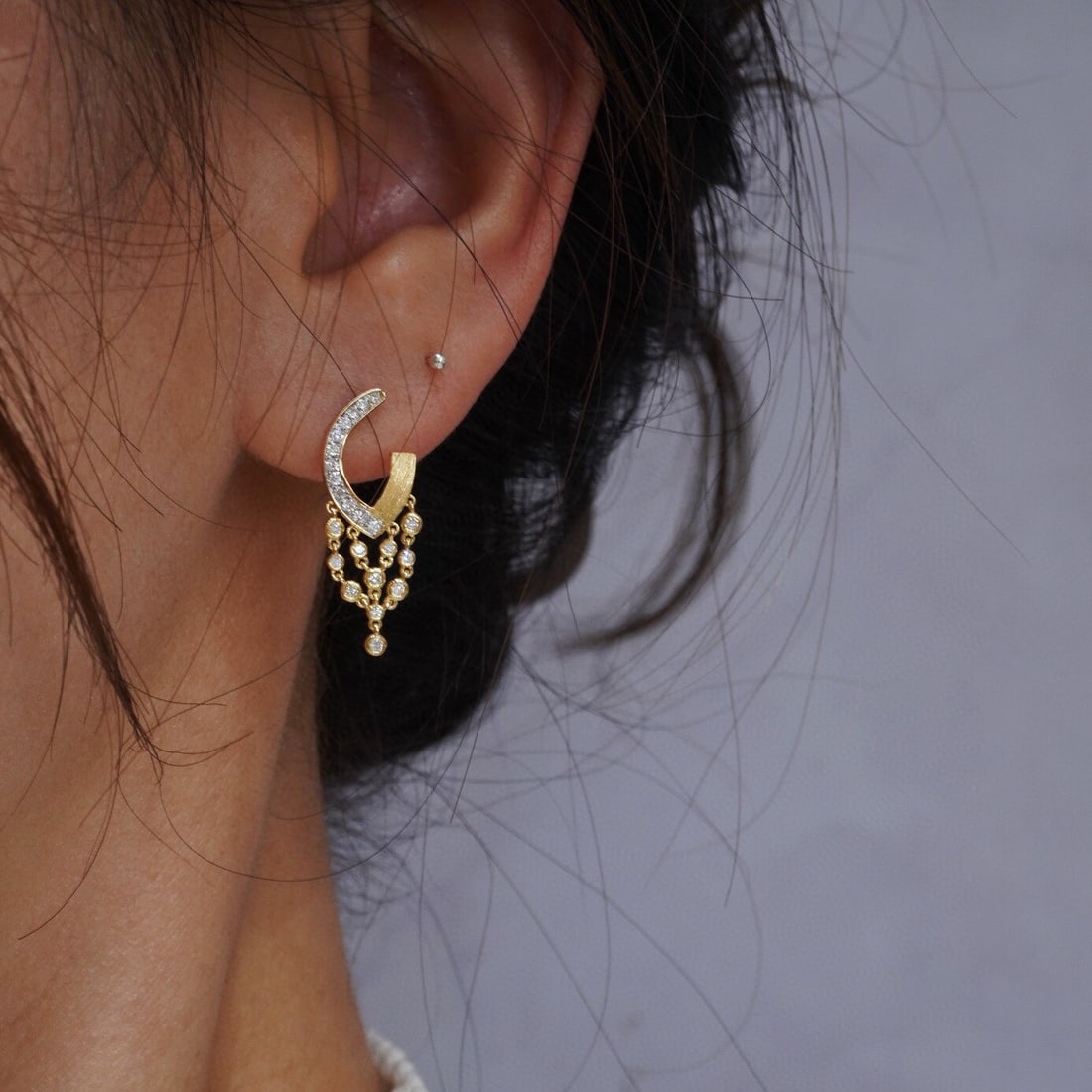 14k Gold 0.36 Ct Natural H Diamond Earrings - 7