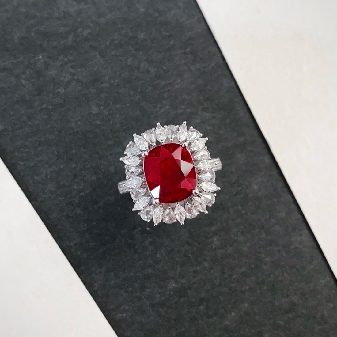 14k Gold 5.45 Ctw Vivid Red Natural Tourmaline & Diamond Ring/pendant( Without Chain ) - 6