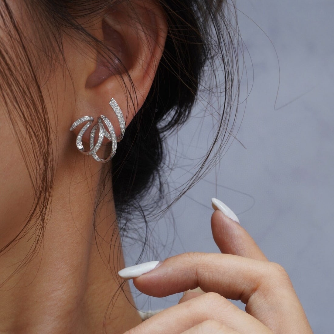 14k Gold 0.84 Ct Natural H Diamond Earrings - 5