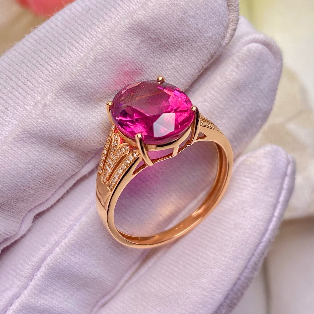 14k Gold 4.50 Ct Natural Tourmaline & Diamond Ring - 5