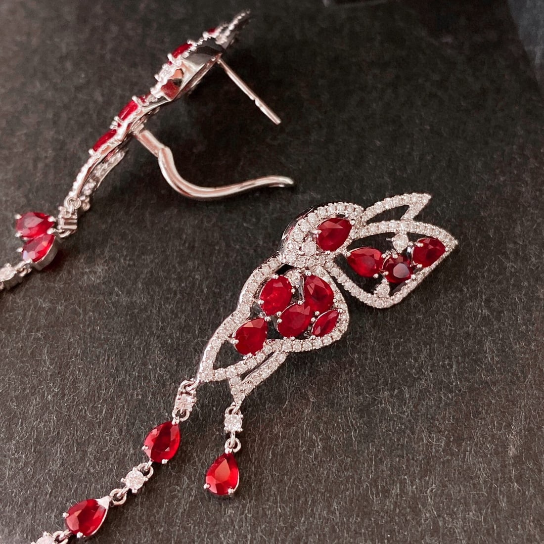 14k Gold 5.79 Ctw Natural Ruby & Diamond Earrings - 5