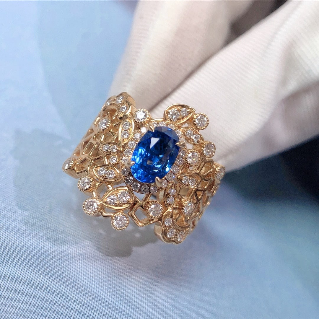 14k Gold 2.00 Ctw Natural Sapphire & Diamond Ring - 2