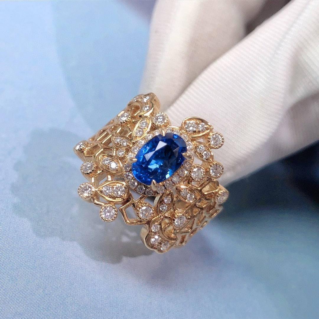 14k Gold 2.00 Ctw Natural Sapphire & Diamond Ring - 3