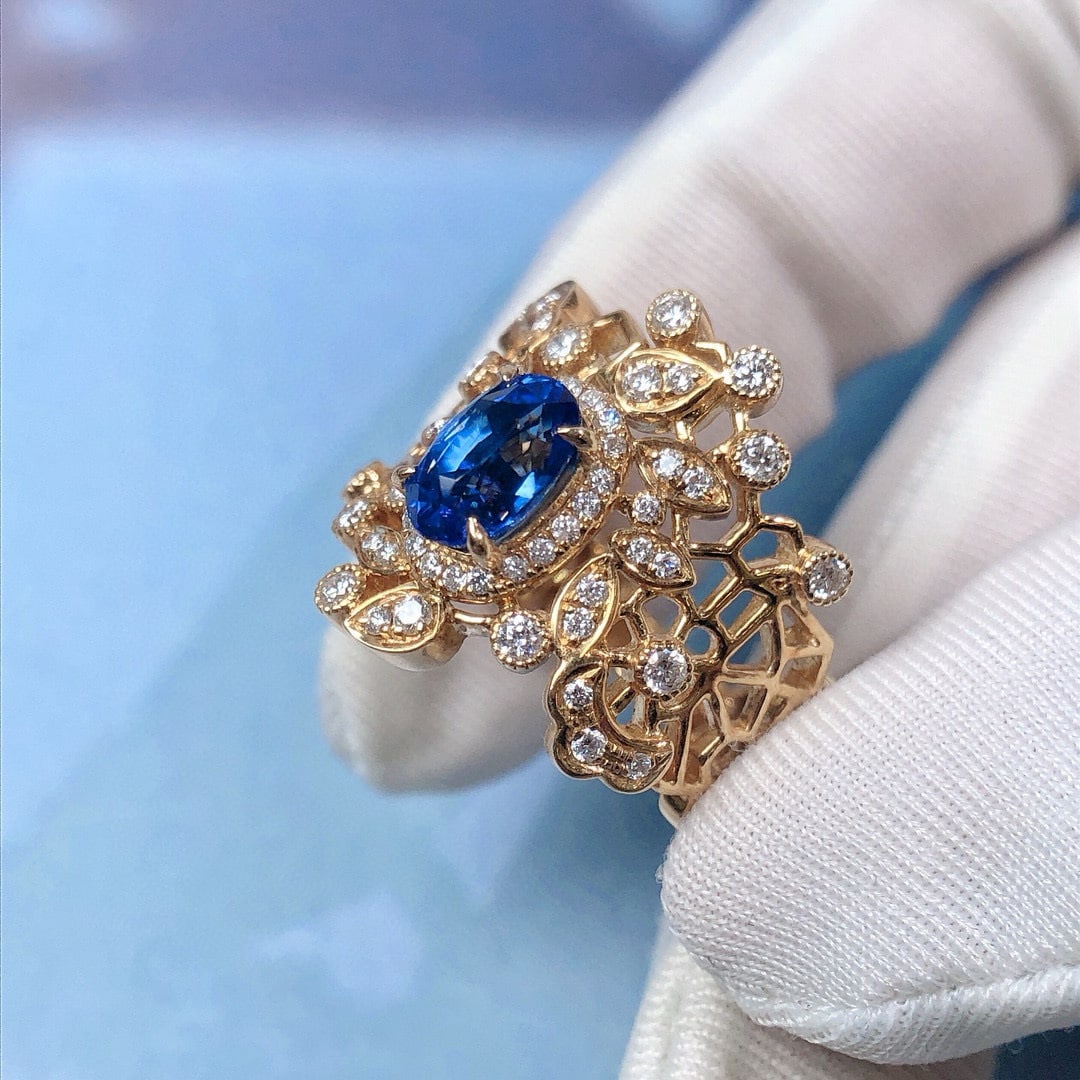 14k Gold 2.00 Ctw Natural Sapphire & Diamond Ring - 4