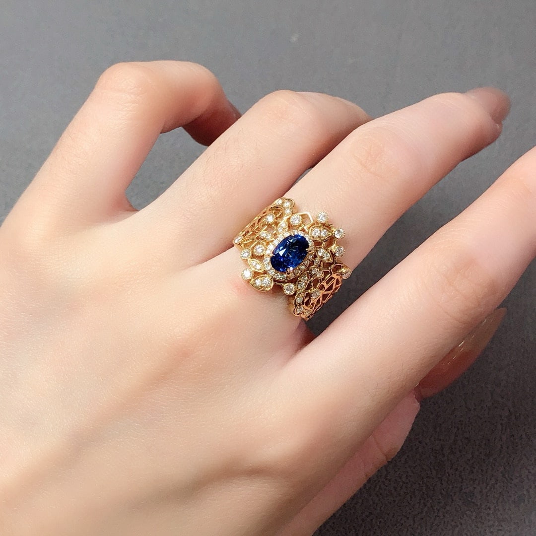 14k Gold 2.00 Ctw Natural Sapphire & Diamond Ring - 6