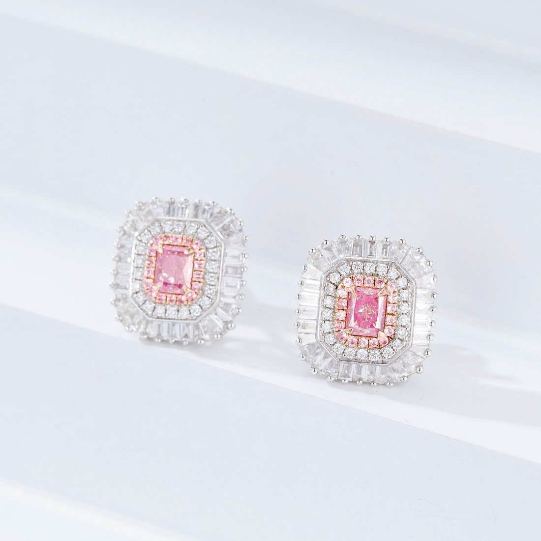 14k Gold 1.61 Ctw Natural Pink Diamond & Diamond Earrings - 4