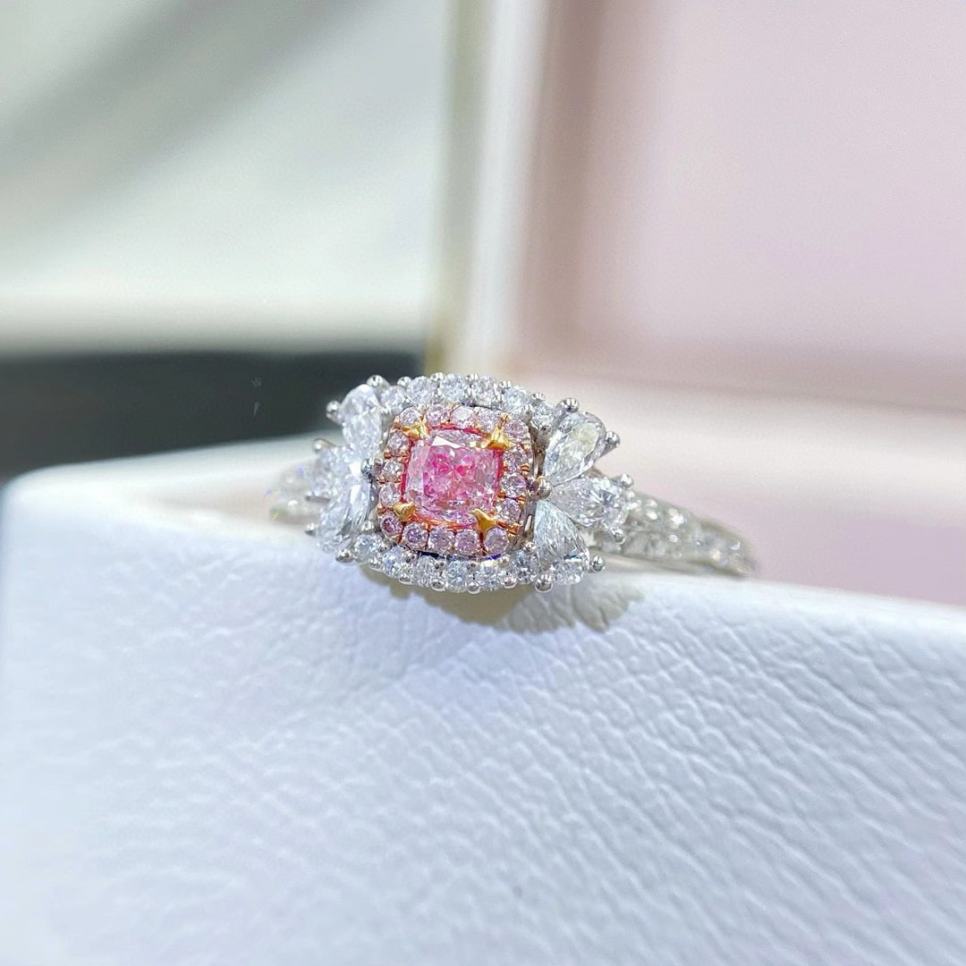 14k Gold 0.57 Ctw Natural Pink Diamond & Diamond Ring - 2
