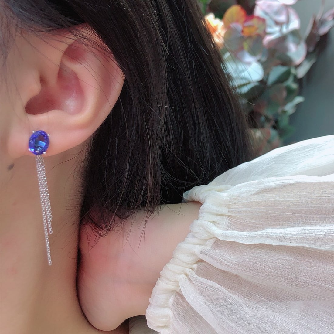 14k Gold 3.25 Ct Natural Tanzanite Earrings - 7