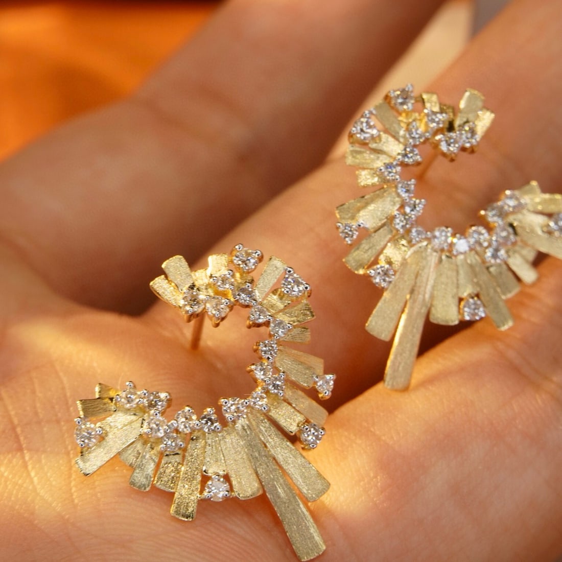 14k Gold 0.7 Ct Natural H Diamond Earrings - 6