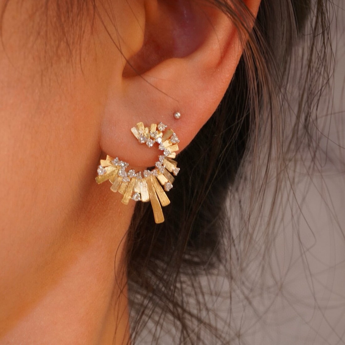 14k Gold 0.7 Ct Natural H Diamond Earrings - 7