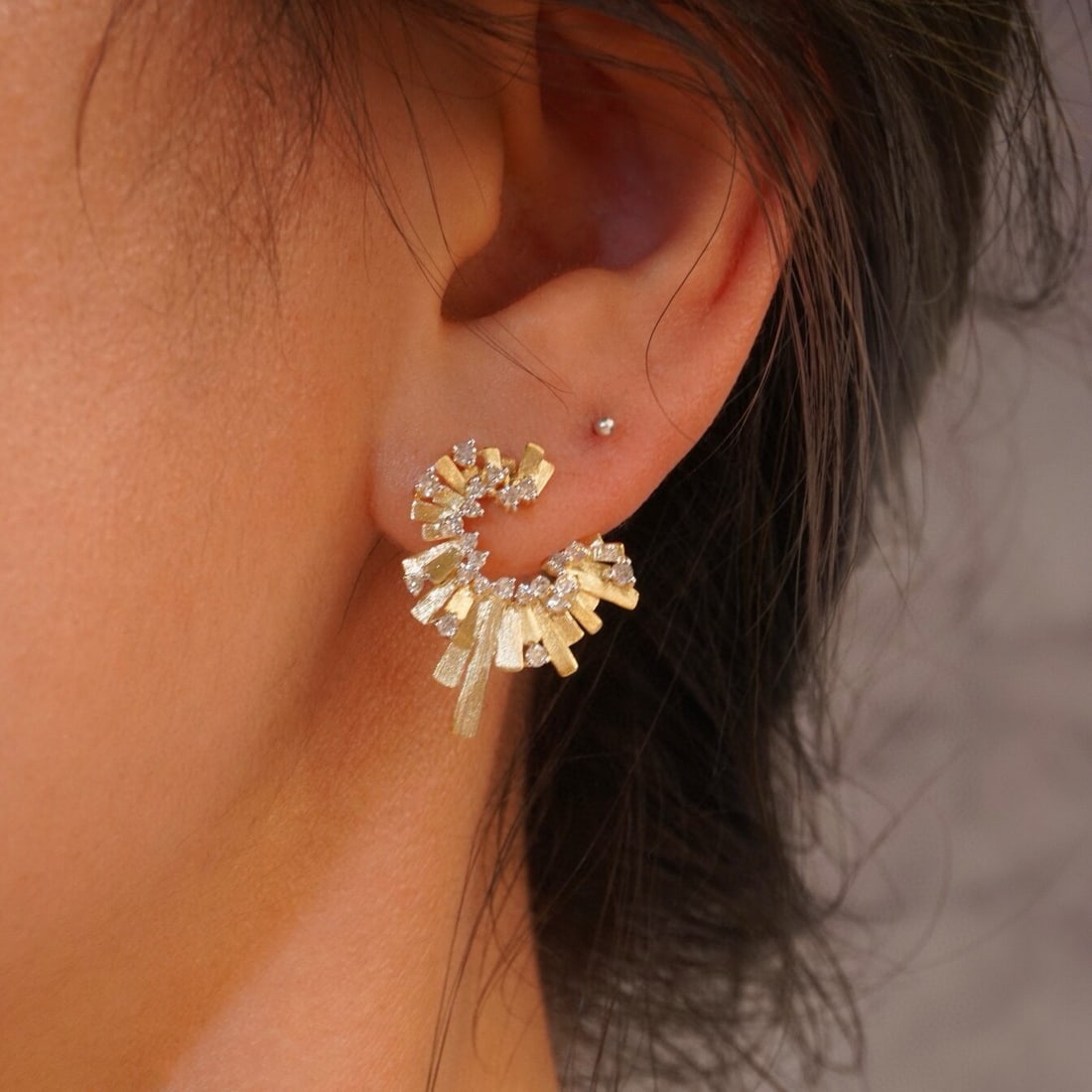 14k Gold 0.7 Ct Natural H Diamond Earrings - 8