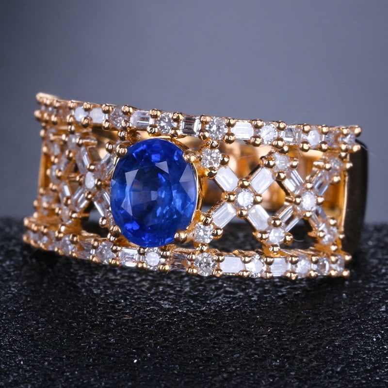 14k Gold 1.53 Ctw Natural Sapphire & Diamond Ring - 3