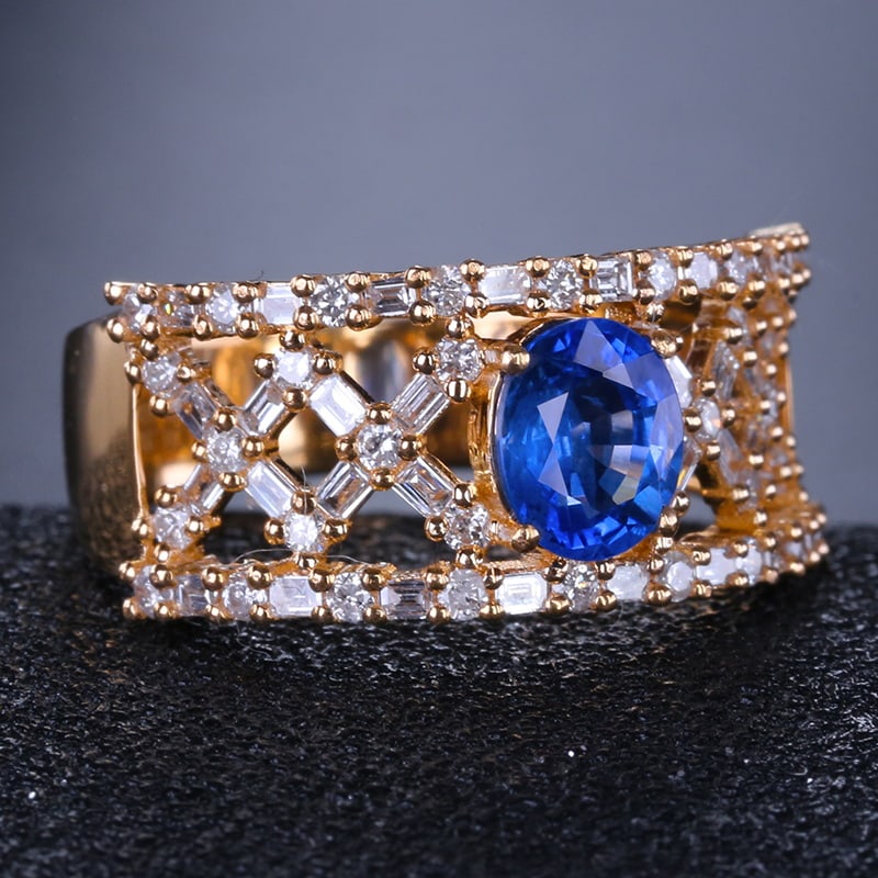 14k Gold 1.53 Ctw Natural Sapphire & Diamond Ring - 4