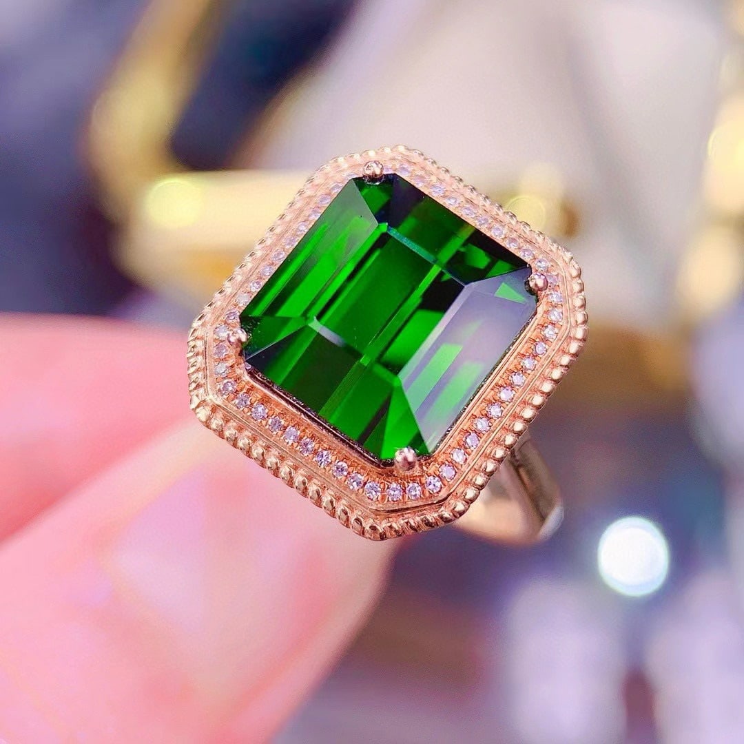 14k Gold 4.8 Ct Natural Tourmaline & Diamond Ring - 3