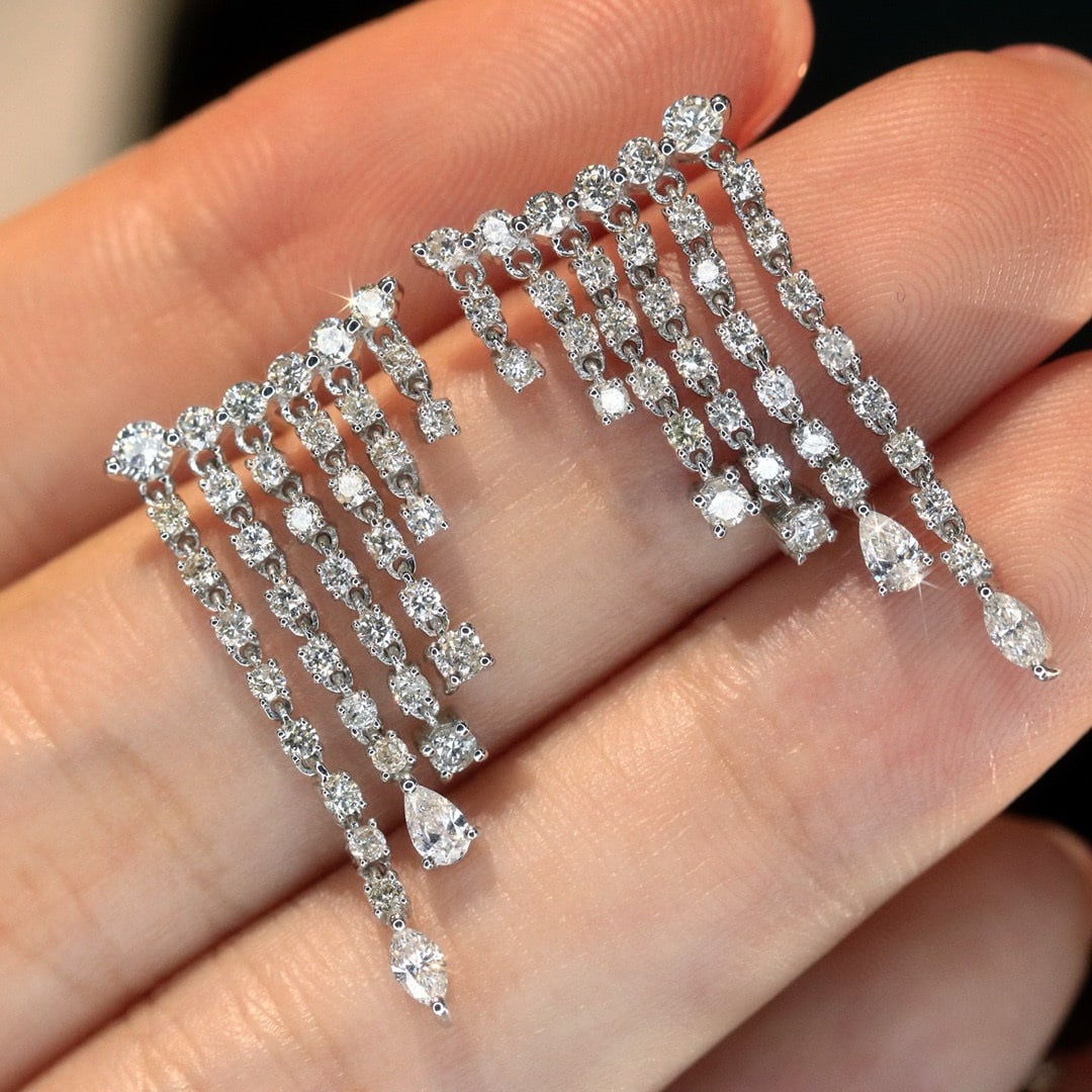 14k Gold 1.5 Ct Natural H Diamond Earrings - 2