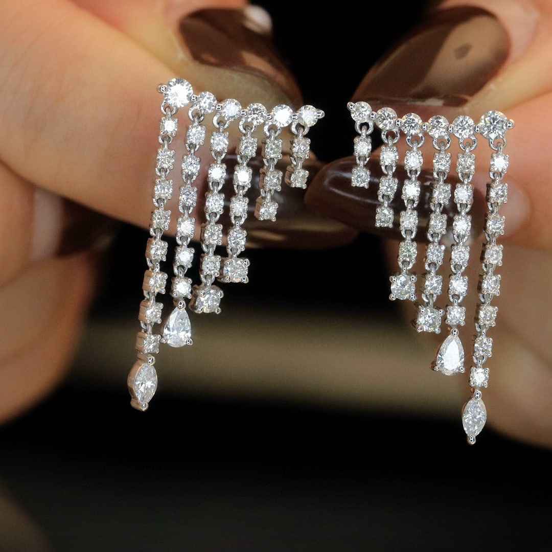 14k Gold 1.5 Ct Natural H Diamond Earrings - 5