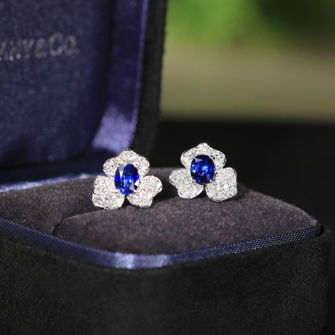 14k Gold 1.23 Ctw Vivid Blue Natural Sapphire & Diamond Earrings - 2