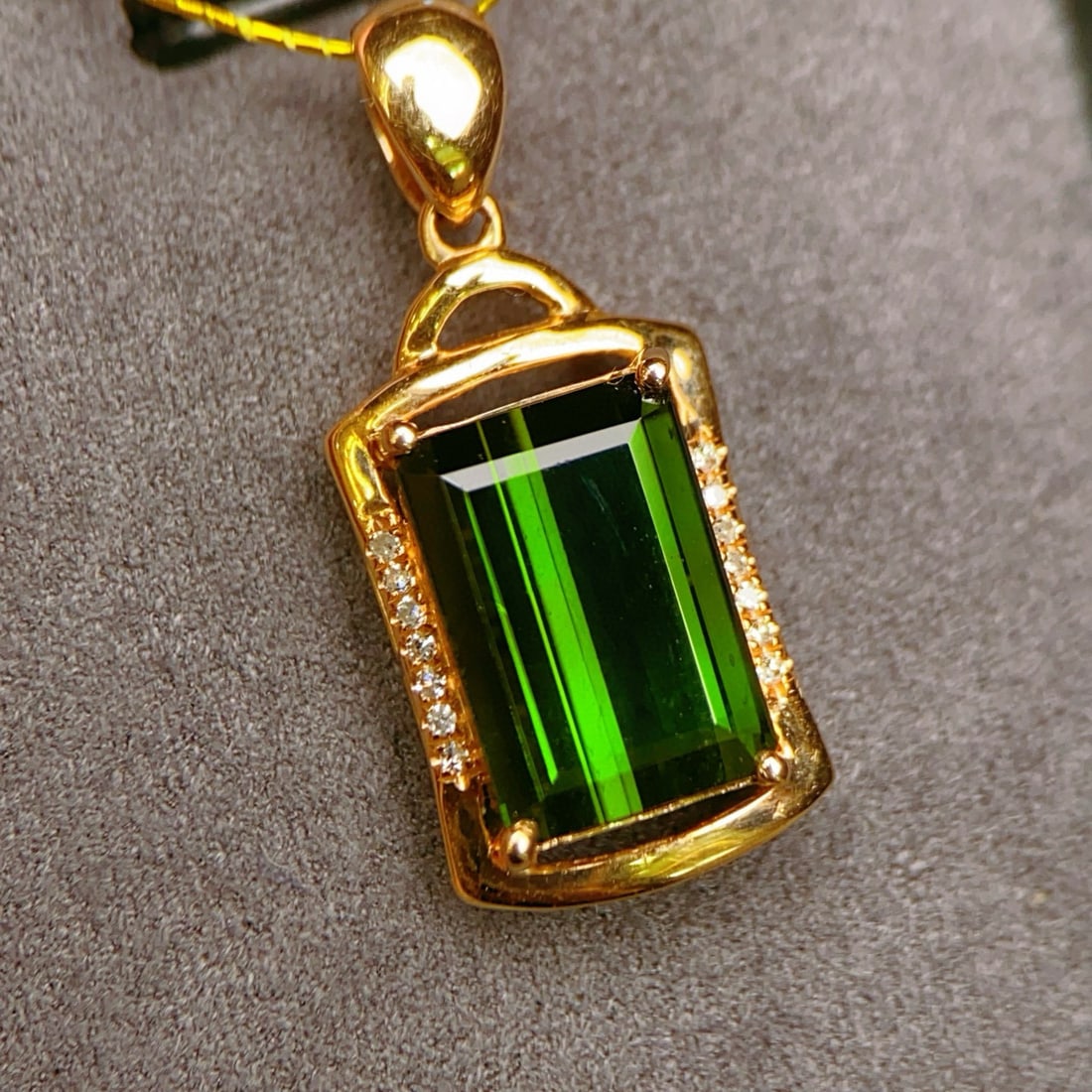 14k Gold 3.64 Ctw Natural Tourmaline & Diamond Pendant( Without Chain ) - 3