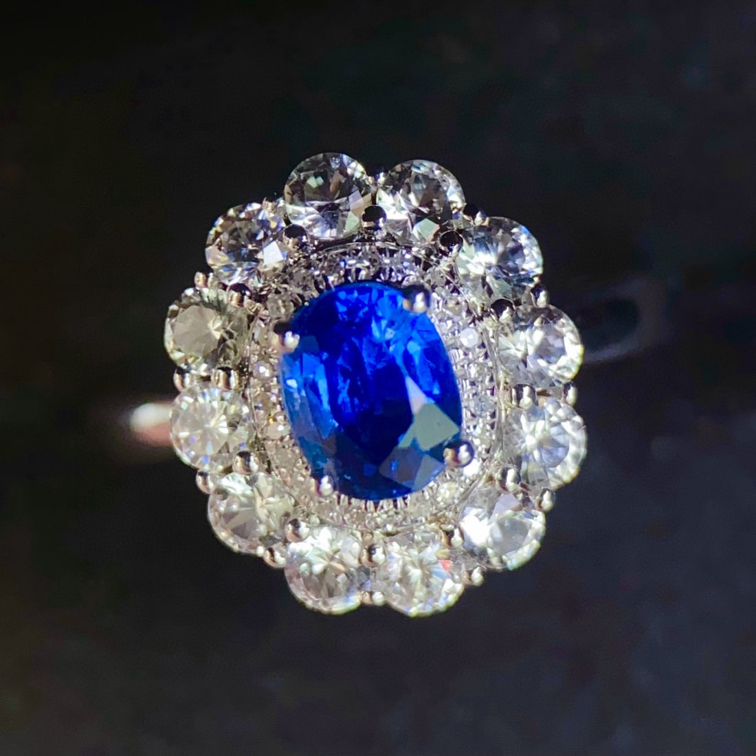14k Gold 1.18 Ct Natural Sapphire & Diamond & Sapphire Ring/pendant( Without Chain ): Ref:230946096 // gold content:14k gold // ring size:7. 25us // // main gemstone:sapphire // shape:oval // carat weight:1. 18ct // color:royal blue // treatment:natural // // adjacent gemstone 2 : diam
