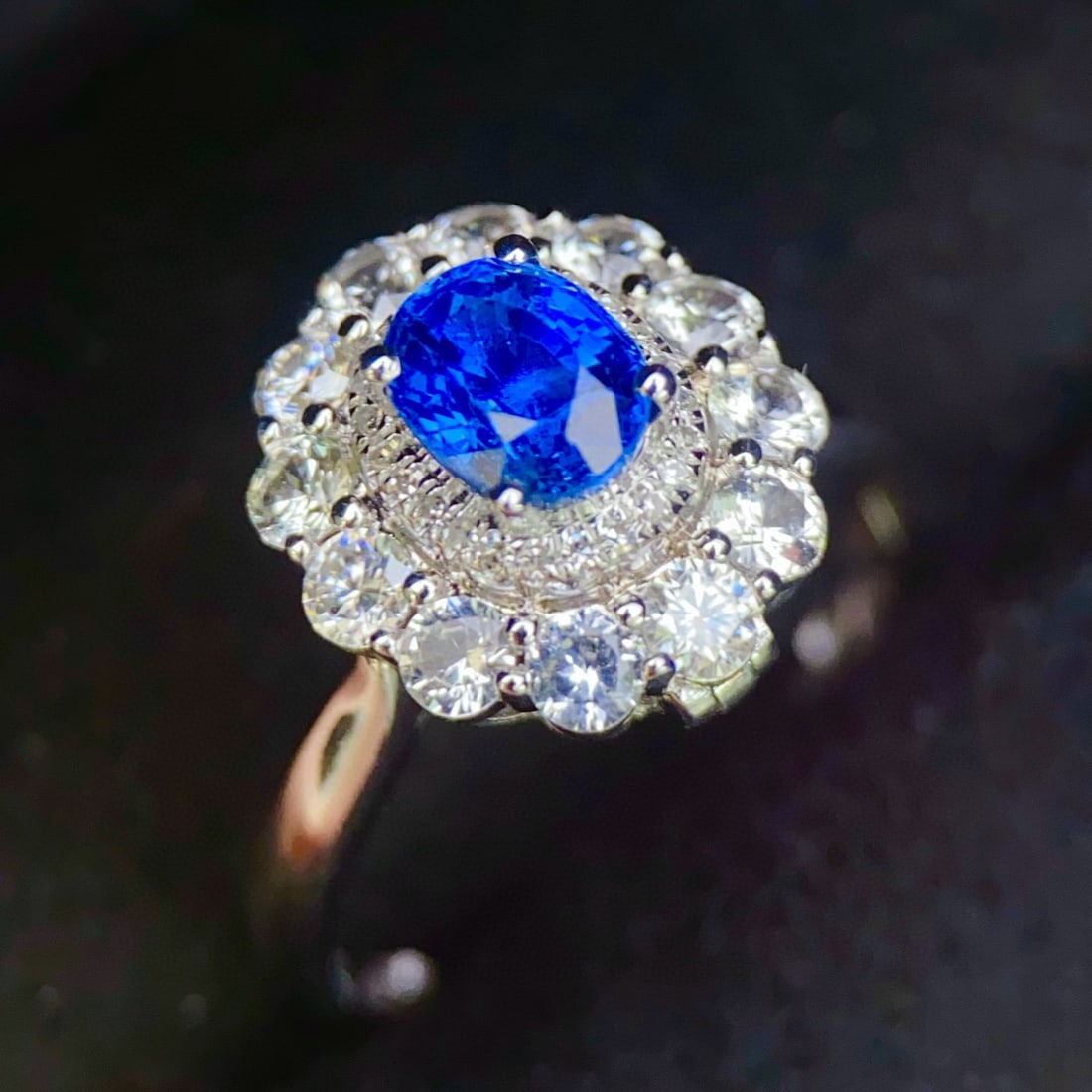 14k Gold 1.18 Ct Natural Sapphire & Diamond & Sapphire Ring/pendant( Without Chain ) - 2