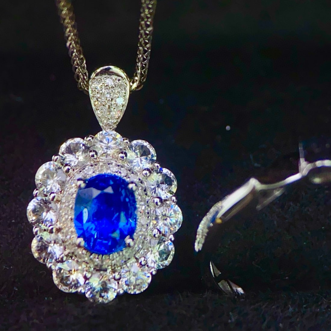 14k Gold 1.18 Ct Natural Sapphire & Diamond & Sapphire Ring/pendant( Without Chain ) - 4