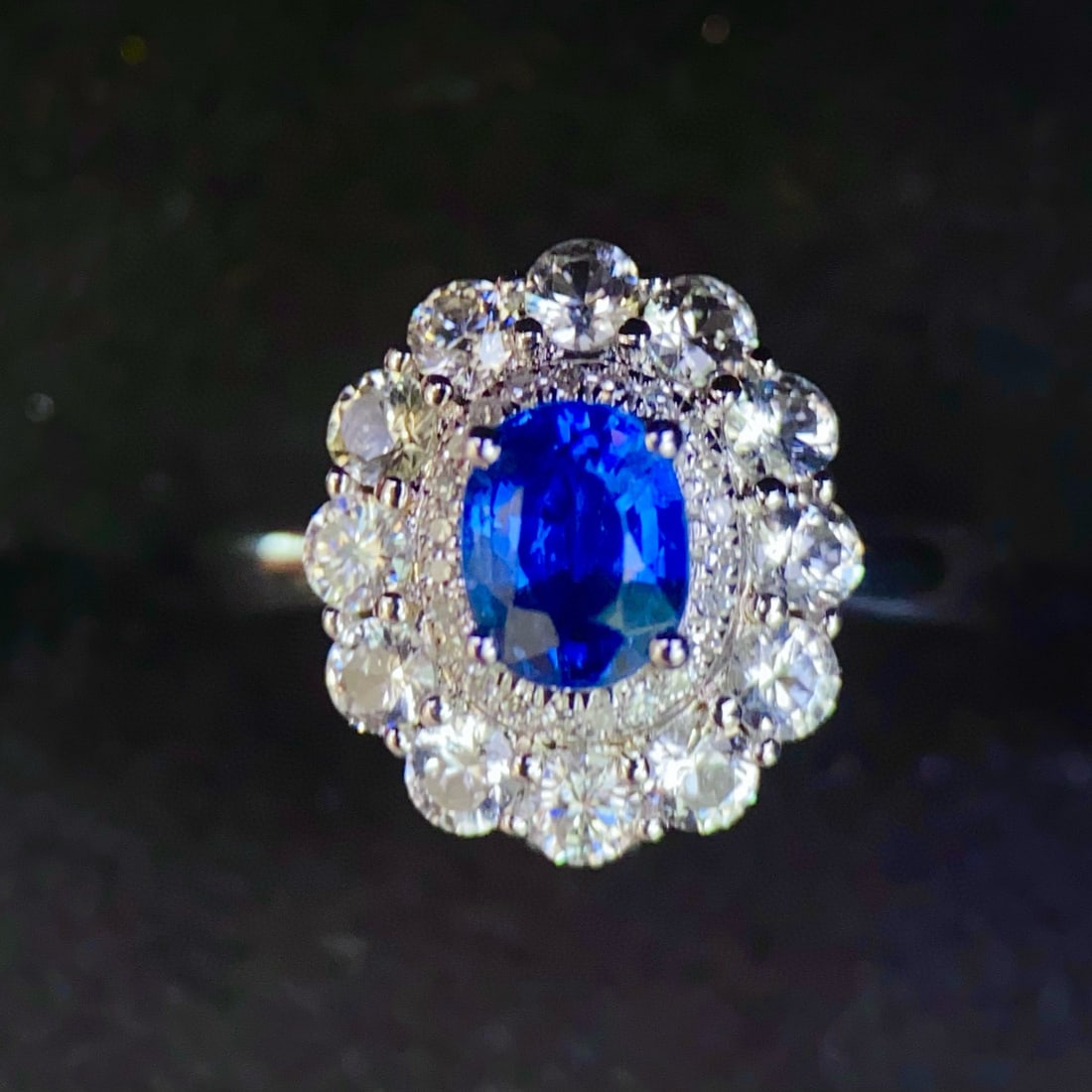 14k Gold 1.18 Ct Natural Sapphire & Diamond & Sapphire Ring/pendant( Without Chain ) - 6