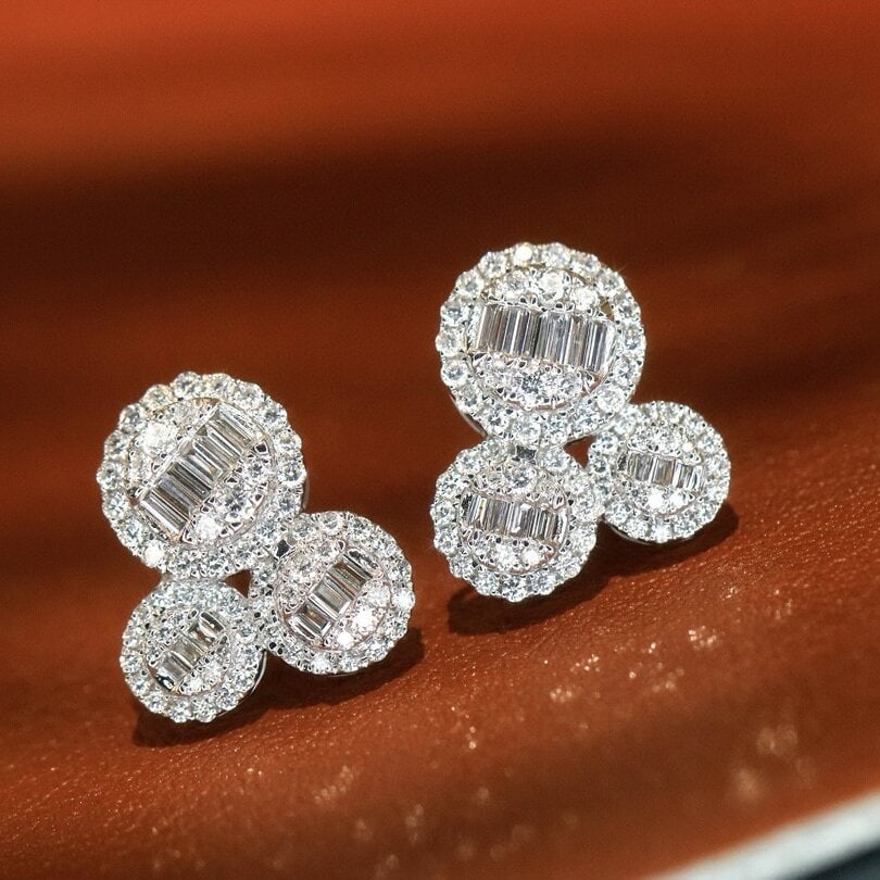 14k Gold 0.72 Ct Natural H Diamond Earrings - 2