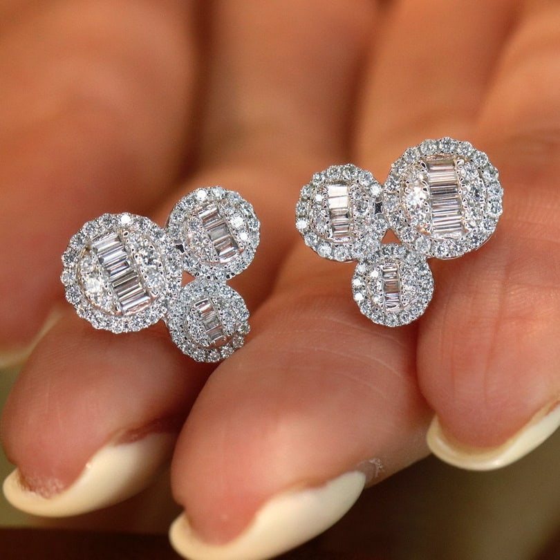 14k Gold 0.72 Ct Natural H Diamond Earrings - 4