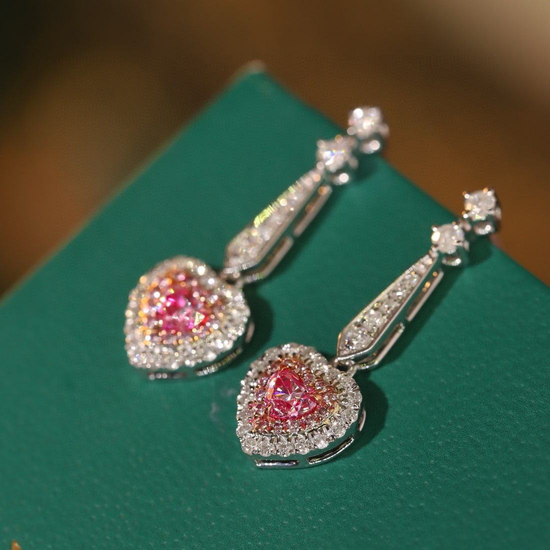 14k Gold 0.62 Ctw Natural Pink Diamond & Diamond Earrings - 2