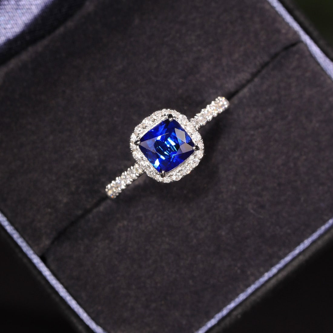 14k Gold 1.14 Ct Natural Sapphire & Diamond Ring - 6